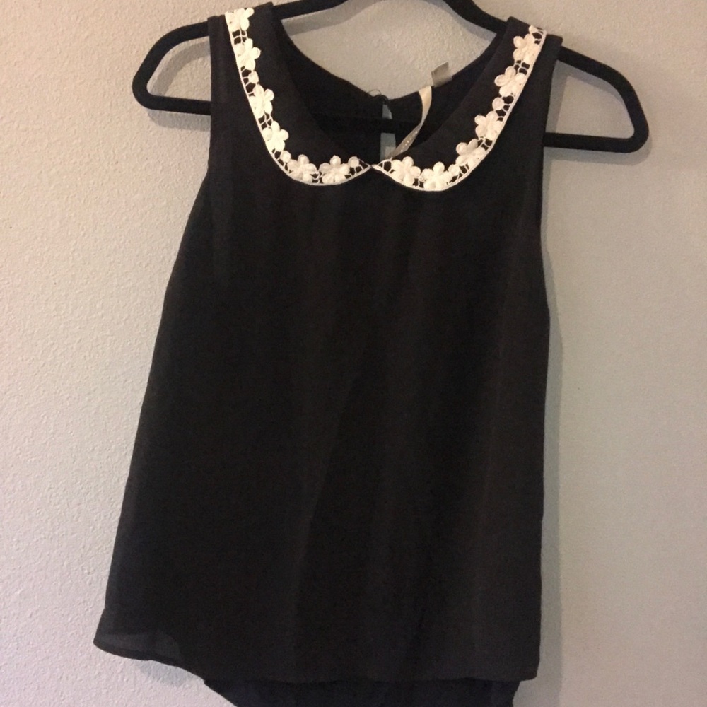 black tank with white detailing